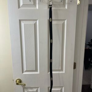 Genuine Leather Black Belt with Silver Accents